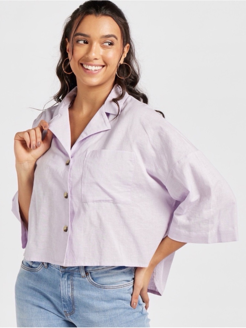 HYFVE Lavender Button-Front Shirt with Chest Pockets